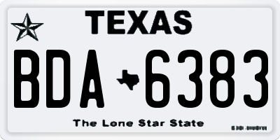 TX license plate BDA6383