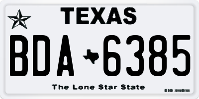 TX license plate BDA6385