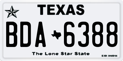 TX license plate BDA6388
