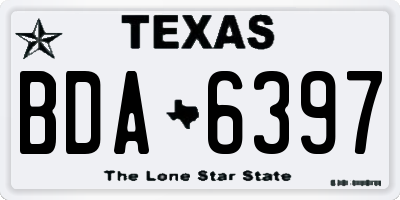 TX license plate BDA6397