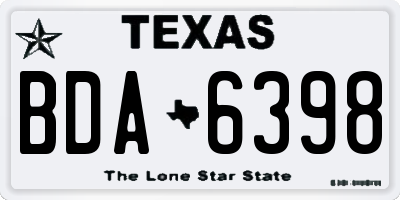 TX license plate BDA6398