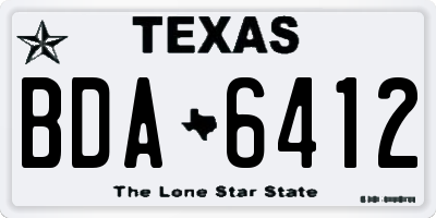 TX license plate BDA6412
