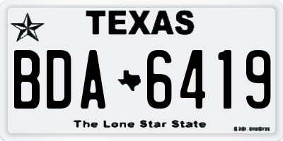 TX license plate BDA6419
