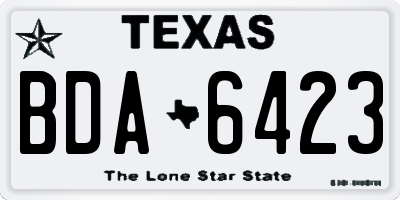 TX license plate BDA6423
