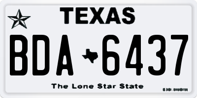 TX license plate BDA6437
