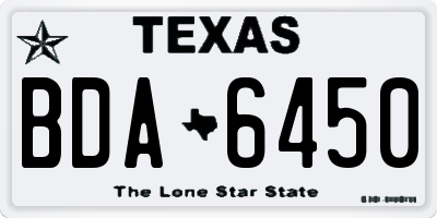 TX license plate BDA6450