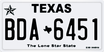 TX license plate BDA6451