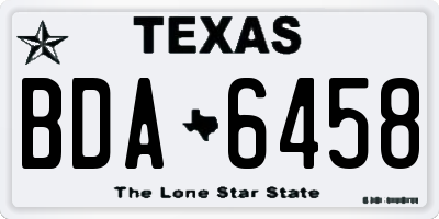 TX license plate BDA6458