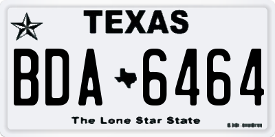 TX license plate BDA6464