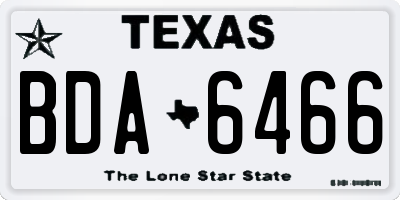 TX license plate BDA6466