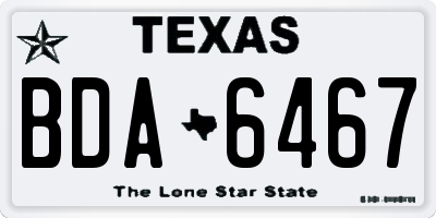 TX license plate BDA6467
