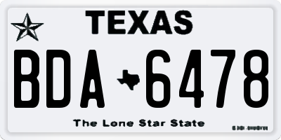 TX license plate BDA6478