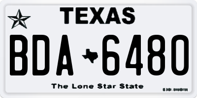 TX license plate BDA6480