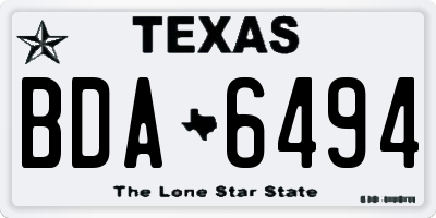 TX license plate BDA6494