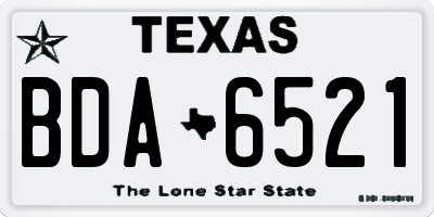 TX license plate BDA6521