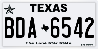 TX license plate BDA6542