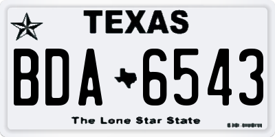 TX license plate BDA6543