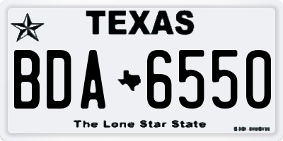 TX license plate BDA6550