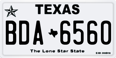 TX license plate BDA6560