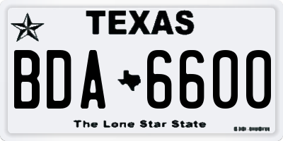 TX license plate BDA6600