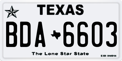 TX license plate BDA6603