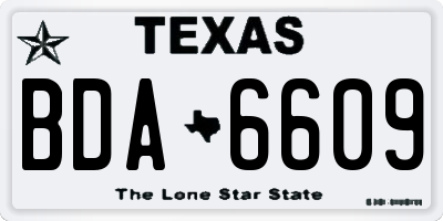 TX license plate BDA6609