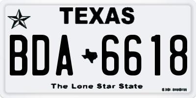 TX license plate BDA6618