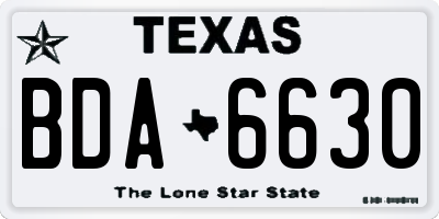 TX license plate BDA6630