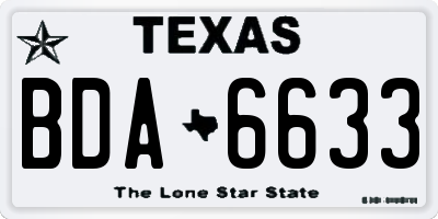 TX license plate BDA6633