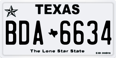 TX license plate BDA6634
