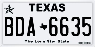 TX license plate BDA6635
