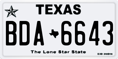 TX license plate BDA6643