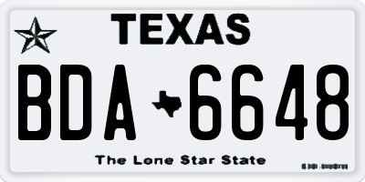 TX license plate BDA6648