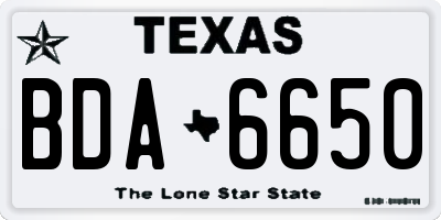 TX license plate BDA6650