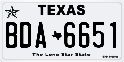 TX license plate BDA6651