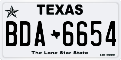 TX license plate BDA6654