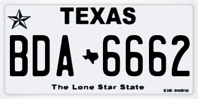 TX license plate BDA6662
