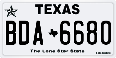 TX license plate BDA6680