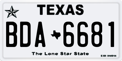 TX license plate BDA6681
