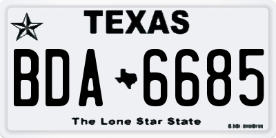 TX license plate BDA6685