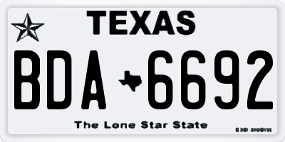 TX license plate BDA6692