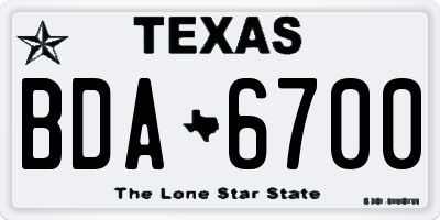 TX license plate BDA6700