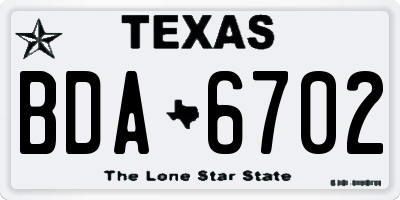 TX license plate BDA6702