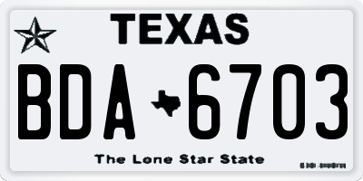 TX license plate BDA6703