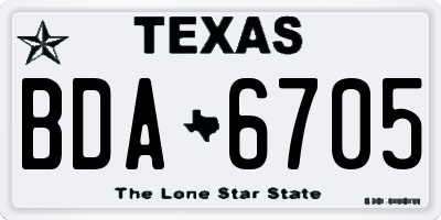 TX license plate BDA6705