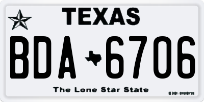 TX license plate BDA6706