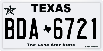 TX license plate BDA6721