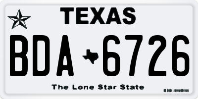 TX license plate BDA6726
