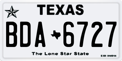 TX license plate BDA6727