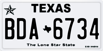 TX license plate BDA6734